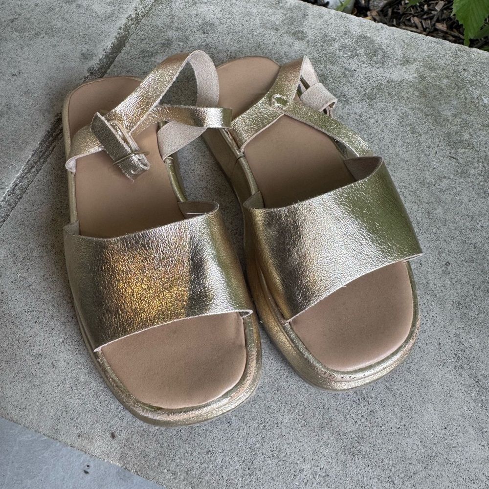 Zara Gold Kids Sandals - with cushioned insole and ankle strap